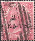 [Queen Victoria Surcharged Locally. "CENTS" Low & Wide. See also No.21-25, type B]