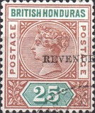 [Stamps No. 25, 34, 36 & 39 Overprinted "REVENUE"- 12 mm & 11 mm, for Post and Fiscal Use, type L4]