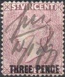 [Queen Victoria - New Colour & Surcharged "THREE PENCE", type J]