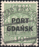 [Polish Postage Stamps Overprinted "PORT GDAŃSK" - Eagle on Striped Background, type I1]