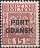 [Polish Postage Stamps Overprinted "PORT GDAŃSK" - Eagle on Striped Background, type I2]