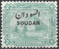 [Sphinx and Pyramid - Egypt Postage Stamps Overprinted "SOUDAN", type B]