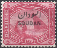 [Sphinx and Pyramid - Egypt Postage Stamps Overprinted "SOUDAN", type D]