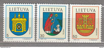 [Escudos de ciudades. - Cambio de unidad monetaria: 100 centu = 1 Litas -, tipo FQ]