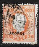 [King Luis I - Portuguese Stamps Overprinted "Acores" in Small, type F5]