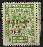 [Revenue Stamps - Inscription "Habilitado - Correos - 1 pta", type AJ]