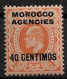 [Great Britain Postage Stamp Overprinted "MOROCCO AGENCIES" & Surcharged, type G]