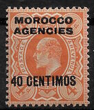[Great Britain Postage Stamp Overprinted "MOROCCO AGENCIES" & Surcharged, type G]