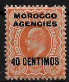 [Great Britain Postage Stamp Overprinted "MOROCCO AGENCIES" & Surcharged, type G]