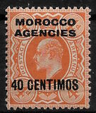 [Great Britain Postage Stamp Overprinted "MOROCCO AGENCIES" & Surcharged, type G]