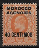 [Great Britain Postage Stamp Overprinted "MOROCCO AGENCIES" & Surcharged, type G]