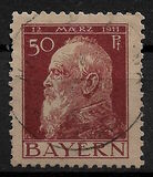 [The 90th Anniversary of the Birth of Prince Luitpold - Type I: Small 9 and no Foot on 1 in "1911". Type II: Large 9 and Foot on 1 in "1911", 类型 G4]