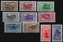 [Italian Postage Stamps No 360-369 Overprinted "SCARPANTO", Typ K]