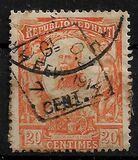 [Stamps of 1904, without the Overprint, Surcharged "GL O.Z 7 FEV 1914 7 CENT" in Diamond Frame, loại O20]