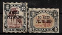 [Giraffe & Dromedary Camels - Nos. 27 & 36 Overprinted "PROVISORIO" & Surcharged, type G]