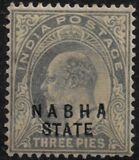[King Edward VII, 1841-1910 - India Postage Stamps Overprinted "NABHA STATE", type C]