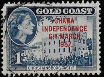 [Queen Elizabeth Stamps of 1952 of Gold Coast Overprinted "GHANA INDEPENDENCE 6TH.. MARCH, 1957", type C]