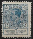 [King Alfonso XIII - Inscription "ANO 1920" - Blue Control Number on Back Side, Tipe Q6]