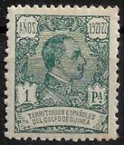 [King Alfonso XIII - Inscription "Anos 1921 - 22" - Blue Control Number on Back Side, Вид R10]