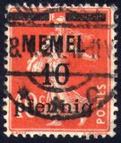 [French Postage Stamps Overprinted "MEMEL" and Surcharged, type B1]