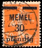 [French Postage Stamps Overprinted "MEMEL" and Surcharged, type B3]