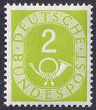 [Corno postale - Filigrana: Linee decorative a zig zag decrescenti, BP dritto capovolto - Stampatore: Bundesdruckerei - Disegno: Georg Alexander Mathéy, Scrivi K]