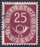 [Corno postale - Filigrana: Linee decorative a zig zag decrescenti, BP dritto capovolto - Stampatore: Bundesdruckerei - Disegno: Georg Alexander Mathéy, Scrivi K8]