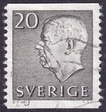 [King Gustaf VI Adolf of Sweden - White Numerals, with Imprint, τύπος FA3]