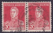[Generale San Martín - Carta: Olandese, a grana verticale - Puntino dopo il valore - Filigrana: Sole piatto, RA (10x9 mm) later. a sx/dx, Scrivi CU5]