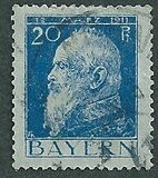 [The 90th Anniversary of the Birth of Prince Luitpold - Type I: Small 9 and no Foot on 1 in "1911". Type II: Large 9 and Foot on 1 in "1911", тип F7]