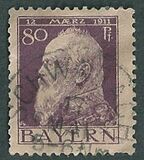 [The 90th Anniversary of the Birth of Prince Luitpold - Type I: Small 9 and no Foot on 1 in "1911". Type II: Large 9 and Foot on 1 in "1911", 类型 G7]