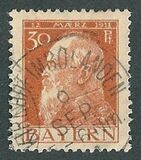 [The 90th Anniversary of the Birth of Prince Luitpold - Type I: Small 9 and no Foot on 1 in "1911". Type II: Large 9 and Foot on 1 in "1911", 类型 G]