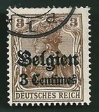 [German Empire Postage Stamps Surcharged "Fr. and C." or "Centimes" & Overprinted "Belgien", type A]