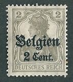 [German Empire Postage Stamps Surcharged "F and Cent" & Overprinted "Belgien", type B]
