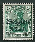[German Empire Postage Stamps Surcharged "F and Cent" & Overprinted "Belgien", type B2]
