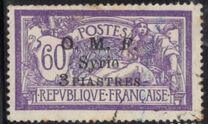 [French Postage Stamps Surcharged & Overprinted "O.M.F. - Syrie" - "Value" in 1 Line, type J2]