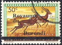 [Ruanda-Urundi Postage Stamps Overprinted "Royaume du Burundi" - Endangered Animals, type A4]