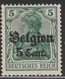 [German Empire Postage Stamps Surcharged "F and Cent" & Overprinted "Belgien", Вид B2]