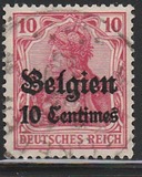 [German Empire Postage Stamps Surcharged "Fr. and C." or "Centimes" & Overprinted "Belgien", type A2]
