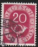 [Corno postale - Filigrana: Linee decorative a zig zag decrescenti, BP dritto capovolto - Stampatore: Bundesdruckerei - Disegno: Georg Alexander Mathéy, Scrivi K7]