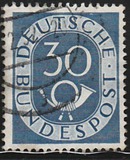 [Corno postale - Filigrana: Linee decorative a zig zag decrescenti, BP dritto capovolto - Stampatore: Bundesdruckerei - Disegno: Georg Alexander Mathéy, Scrivi K9]