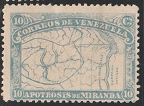 [80 Aniversario de la muerte del General Francisco de Miranda, 1.750 - 1.816. Mapa de la región del Orinoco., tipo AE]
