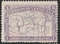 [80 Aniversario de la muerte del General Francisco de Miranda, 1.750 - 1.816. Mapa de la región del Orinoco., tipo AH]