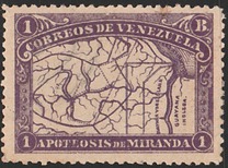 [80 Aniversario de la muerte del General Francisco de Miranda, 1.750 - 1.816. Mapa de la región del Orinoco., tipo AH]