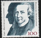 [The 250th Anniversary of the Birth of Matthias Claudius, Poet, típus AUU]