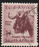[Fauna africana del Sud, serie Parco Kruger - Filigrana: Testa di antilope - Tipografia: Government Printer, Pretoria, Scrivi GJ]