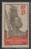 [Warrior - Inscription "AFRIQUE EQUATORIALE GABON" - Yellowish Paper, type I]