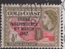[Queen Elizabeth Stamps of 1952 of Gold Coast Overprinted "GHANA INDEPENDENCE 6TH.. MARCH, 1957", type B]