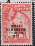 [Queen Elizabeth Stamps of 1952 of Gold Coast Overprinted "GHANA INDEPENDENCE 6TH.. MARCH, 1957", type B3]