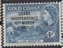 [Queen Elizabeth Stamps of 1952 of Gold Coast Overprinted "GHANA INDEPENDENCE 6TH.. MARCH, 1957", type B5]